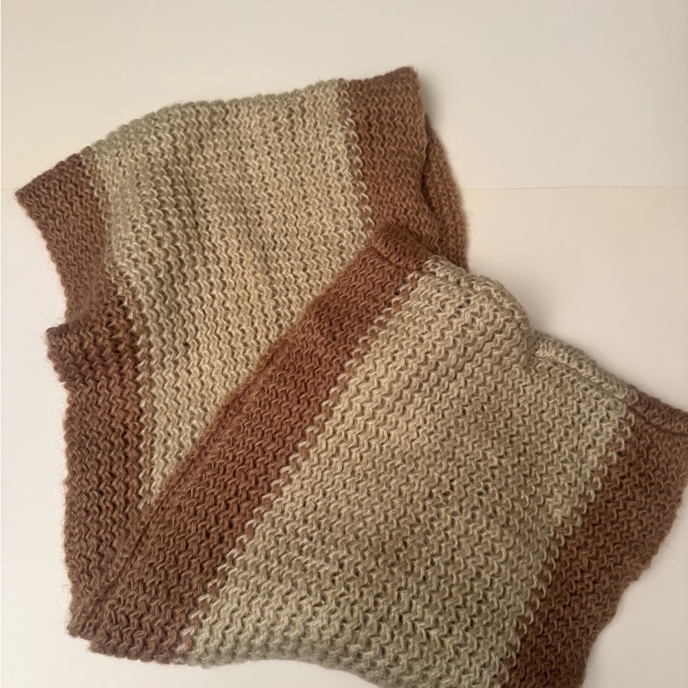 Brown and Cream Modena Knit Infinity Scarf
